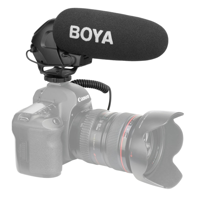 BOYA BY-BM3031 Shotgun Super-cardioid Condenser Broadcast Microphone with Windshield for Canon / Nikon / Sony DSLR Cameras(Black) - Consumer Electronics by BOYA | Online Shopping UK | buy2fix