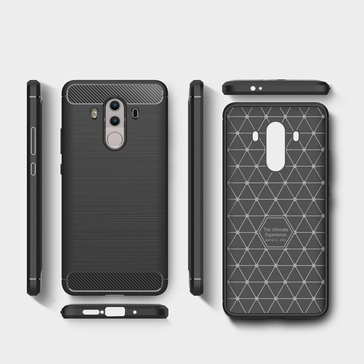 For Huawei  Mate 10 Pro Brushed Texture Carbon Fiber Shockproof TPU Rugged Armor Protective Case (Navy Blue) - Huawei Cases by buy2fix | Online Shopping UK | buy2fix