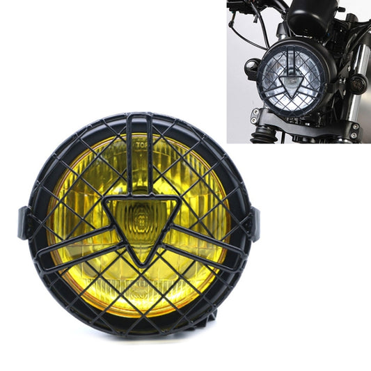 Motorcycle Arrowhead Reticular Retro Lamp LED Headlight Modification Accessories for CG125 / GN125 (Yellow) - Headlights by buy2fix | Online Shopping UK | buy2fix