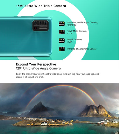 [HK Warehouse] UMIDIGI A7S, 2GB+32GB, Infrared Thermometer, Triple Back Cameras, 4150mAh Battery, Face Identification, 6.53 inch Android 10 MTK6737 Quad Core up to 1.25GHz, Network: 4G, OTG(Sky Blue) - UMIDIGI by UMIDIGI | Online Shopping UK | buy2fix