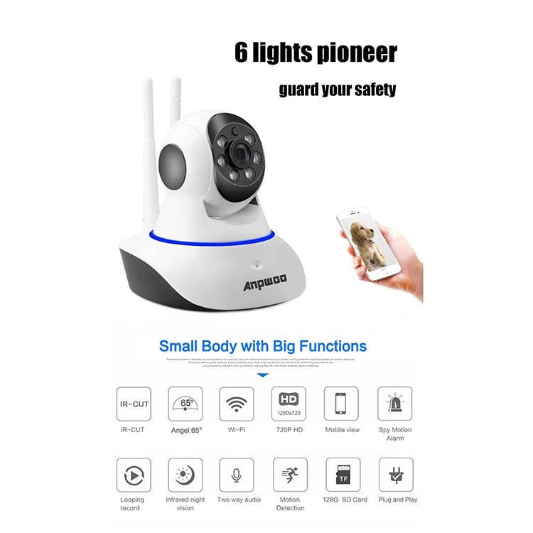 Anpwoo AP001 1.0MP 720P HD WiFi IP Camera, Support Motion Detection / Night Vision(White) - Security by Anpwoo | Online Shopping UK | buy2fix