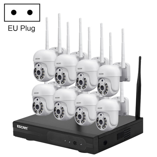 ESCAM WNK718 HD 3.0 Million Pixels 8-channel Wireless + 8IPC Wireless NVR Security System, EU Plug - Security by ESCAM | Online Shopping UK | buy2fix