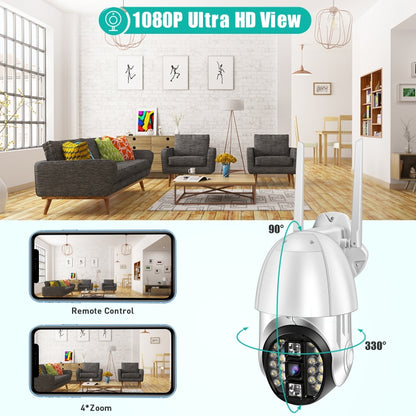 QX33 1080P Panoramic PTZ 360 Degree Rotating WIFI Camera, Support Day and Night Full Color & Two-way Voice Intercom & Motion Detection Alarm & Video Playback & 64GB TF Card, UK Plug - Security by buy2fix | Online Shopping UK | buy2fix