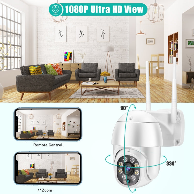 QX43-2 1080P 2.0MP Lens IP66 Waterproof PTZ Rotating WIFI Camera, Support Infrared Night Vision & Two-way Voice Intercom & Motion Detection & 128GB TF Card, EU Plug - Security by buy2fix | Online Shopping UK | buy2fix
