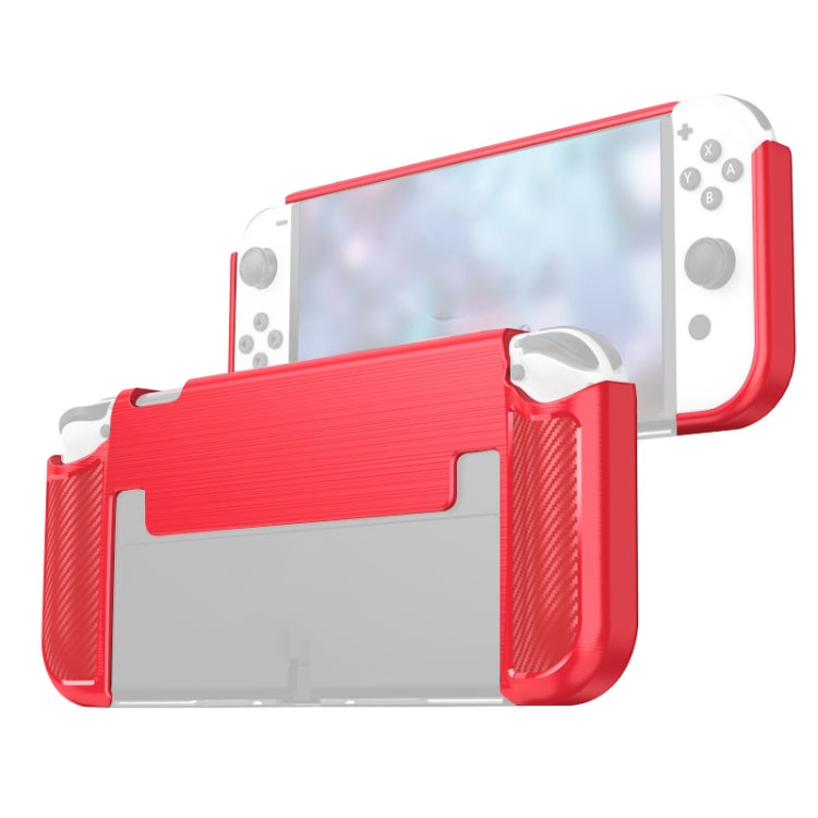 Carbon Fiber TPU Shockproof Protective Case For Nintendo Switch OLED(Red) - Cases by buy2fix | Online Shopping UK | buy2fix