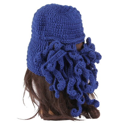 Amurleopard Unisex Barbarian Knit Beanie Octopus Tentacle Cap Winter Warm Face Mask Crochet Hat(Dark Blue) - Protective Helmet & Masks by buy2fix | Online Shopping UK | buy2fix