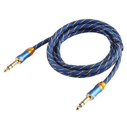EMK 6.35mm Male to Male 4 Section Gold-plated Plug Grid Nylon Braided Audio Cable for Speaker Amplifier Mixer, Length: 2m(Blue) - Consumer Electronics by EMK | Online Shopping UK | buy2fix