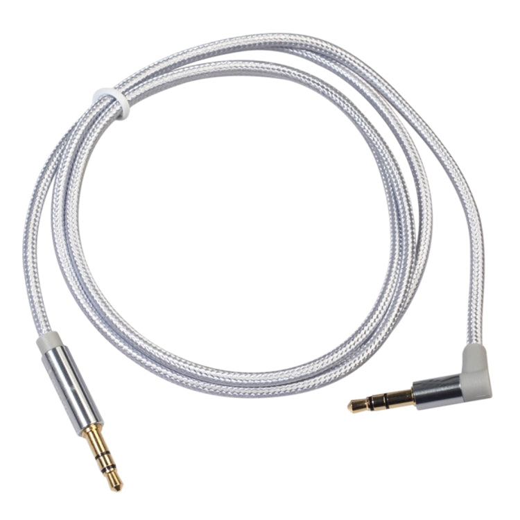 AV01 3.5mm Male to Male Elbow Audio Cable, Length: 1m (Silver Grey) - Aux Cable by buy2fix | Online Shopping UK | buy2fix