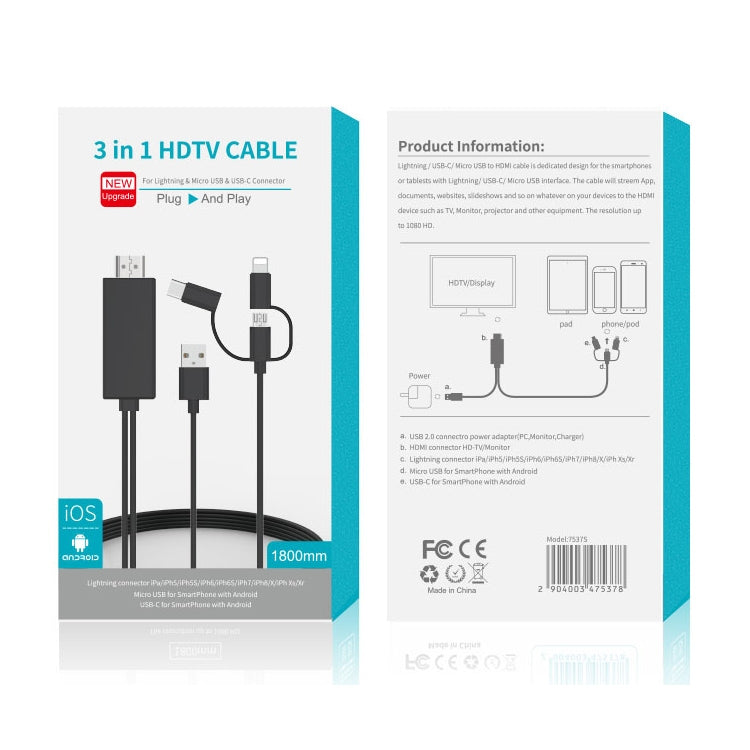 OT-7537S 3 in 1 1080P Mobile HD Screen Player HDTV Cable - Wireless Display Dongle by buy2fix | Online Shopping UK | buy2fix