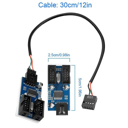 Rocketek HC427 9 Pin USB2.0 HUB Adapter One-to-Two Splitter Circuit Board - USB 2.0 HUB by ROCKETEK | Online Shopping UK | buy2fix