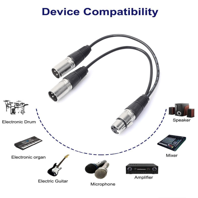 30cm 3 Pin XLR CANNON 1 Female to 2 Male Audio Connector Adapter Cable for Microphone / Audio Equipment - Consumer Electronics by buy2fix | Online Shopping UK | buy2fix