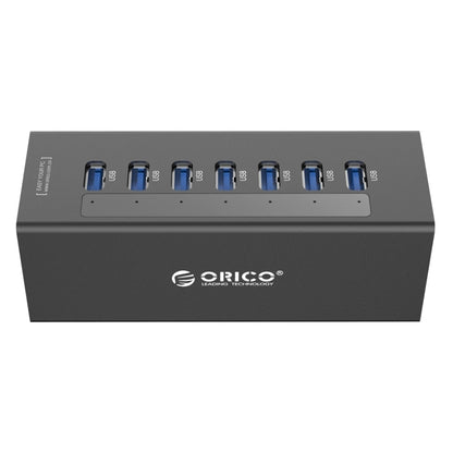 ORICO A3H7 Aluminum High Speed 7 Ports USB 3.0 HUB with 12V/2.5A Power Supply for Laptops(Black) - USB 3.0 HUB by ORICO | Online Shopping UK | buy2fix