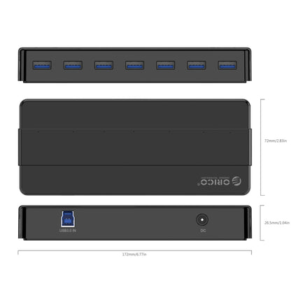 ORICO H7928-U3 ABS Material Desktop 7 Ports USB 3.0 HUB with 1m Cable(Black) - USB 3.0 HUB by ORICO | Online Shopping UK | buy2fix