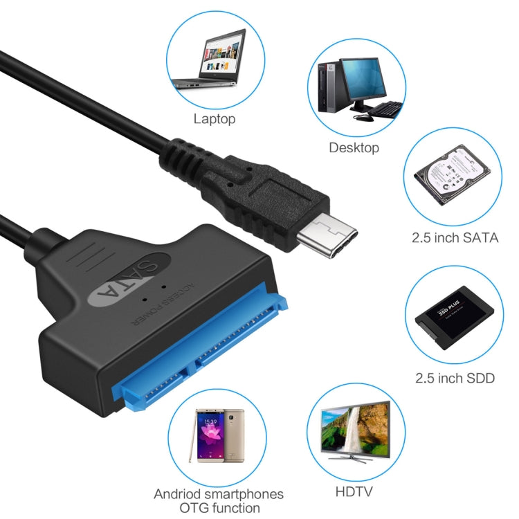 USB-C / Type-C 3.1 Male to SATA (15 Pin + 7 Pin) HDD Data Converter Cable, Length: 20cm - Computer & Networking by buy2fix | Online Shopping UK | buy2fix