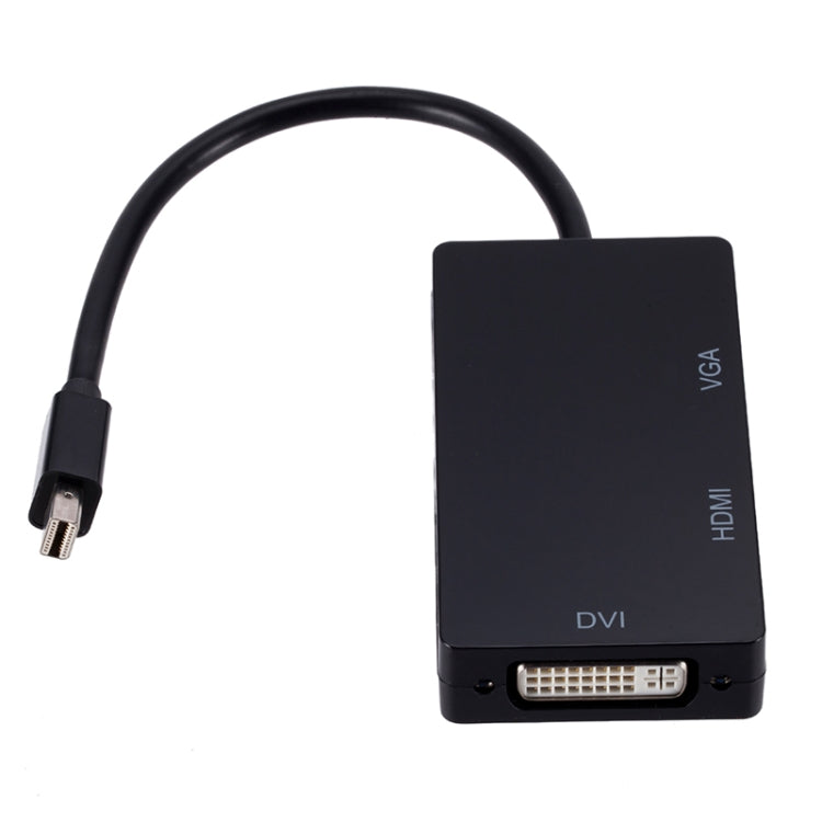 Mini DP to HDMI + DVI + VGA Rectangle Multi-function Converter, Cable Length: 28cm(Black) -  by buy2fix | Online Shopping UK | buy2fix