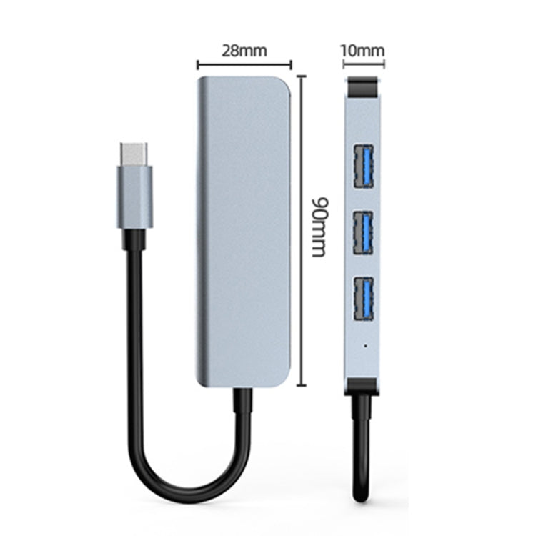 BYL-2013T 4 in 1 USB-C / Type-C to USB 3.0 x 1 + USB 2.0 x 3 HUB Adapter - Computer & Networking by buy2fix | Online Shopping UK | buy2fix