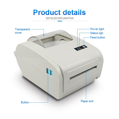 POS-9210 110mm USB +  Bluetooth POS Receipt Thermal Printer Express Delivery Barcode Label Printer, AU Plug(White) - Consumer Electronics by buy2fix | Online Shopping UK | buy2fix