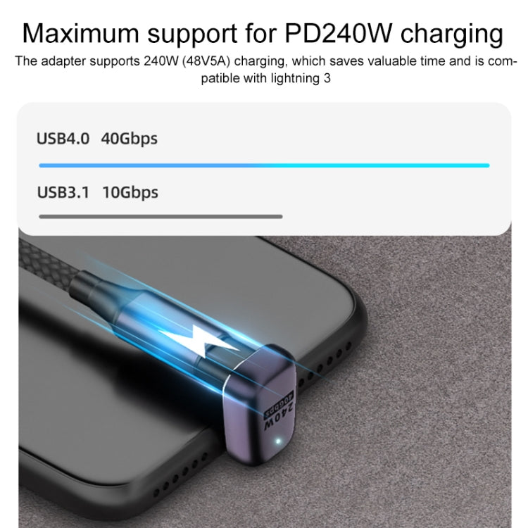 240W USB-C/Type-C Female to USB-C/Type-C Male 40Gbps U-Type Adapter with Light - Computer & Networking by buy2fix | Online Shopping UK | buy2fix