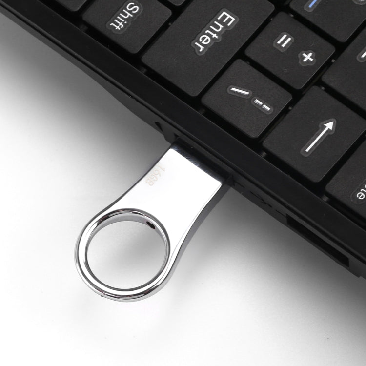 eekoo 16GB USB 2.0 Waterproof Shockproof Metal Ring Shape U Disk Flash Memory Card (Silver) - USB Flash Drives by eekoo | Online Shopping UK | buy2fix
