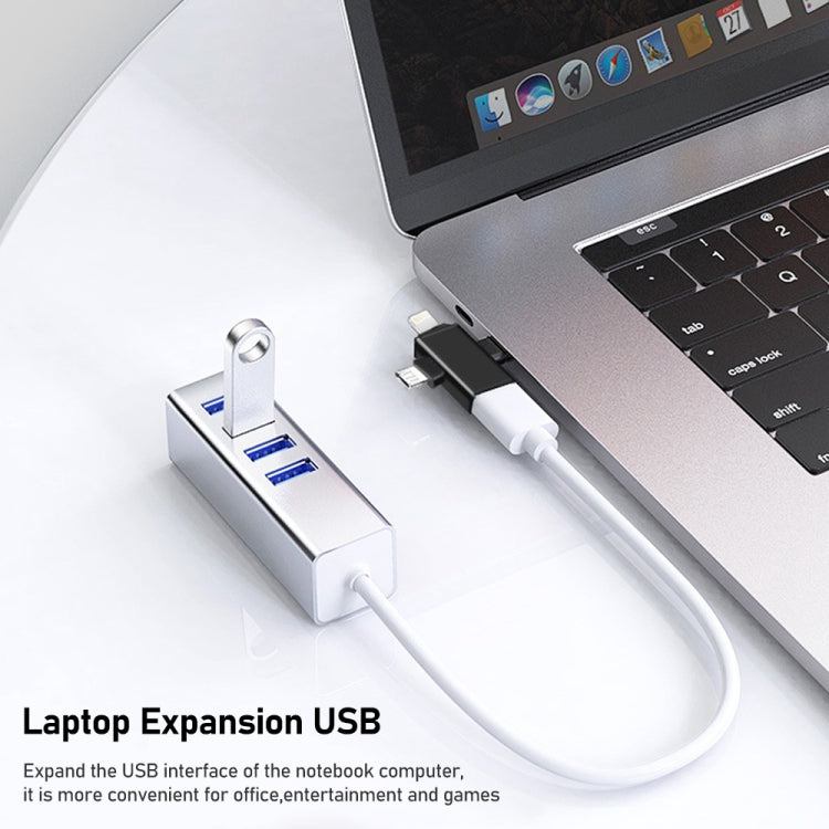 3 in 1 USB 3.0 to 8 Pin + Micro USB + USB-C / Type-C Interface Multifunctional OTG Adapter - OTG Adapter by buy2fix | Online Shopping UK | buy2fix