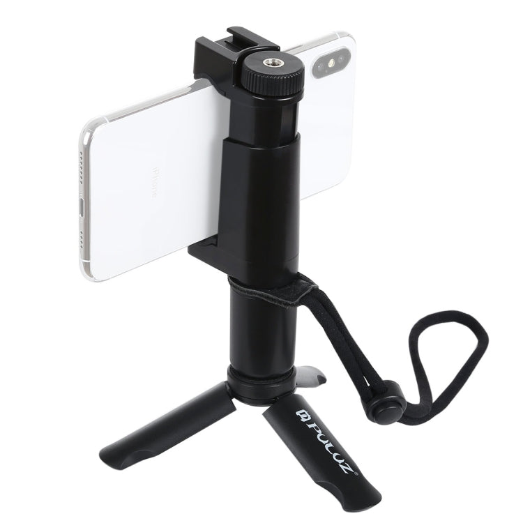 PULUZ Folding Plastic Tripod + Vlogging Live Broadcast Handheld Grip ABS Mount with Cold Shoe & Wrist Strap for iPhone, Galaxy, Huawei, Xiaomi, Sony, HTC, Google and other Smartphones - Desktop Holder by PULUZ | Online Shopping UK | buy2fix