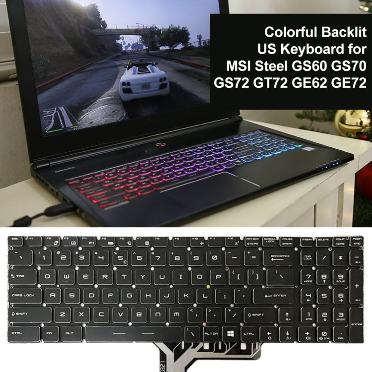 US Version Colorful Backlight Laptop Keyboard for MSI Steel GS60 / GS70 / GS72 / GT72 / GE62 / GE72 / GS73V - Replacement Keyboards by buy2fix | Online Shopping UK | buy2fix