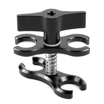 PULUZ Dual Ball Clamp Open Hole Diving Camera Bracket CNC Aluminum Spring Flashlight Clamp for Diving Underwater Photography System(Black) - Camera Accessories by PULUZ | Online Shopping UK | buy2fix