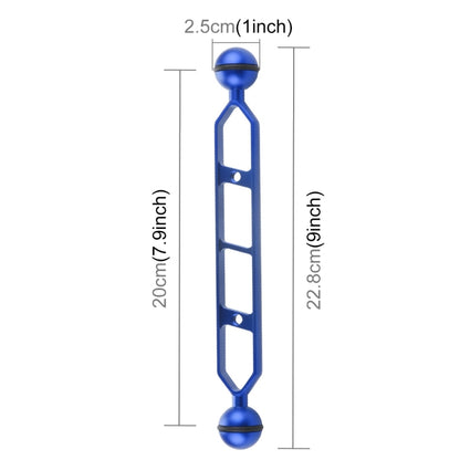 PULUZ 9.0 inch 22.8cm Aluminum Alloy Dual Balls Arm, Ball Diameter: 25mm(Blue) - Camera Accessories by PULUZ | Online Shopping UK | buy2fix