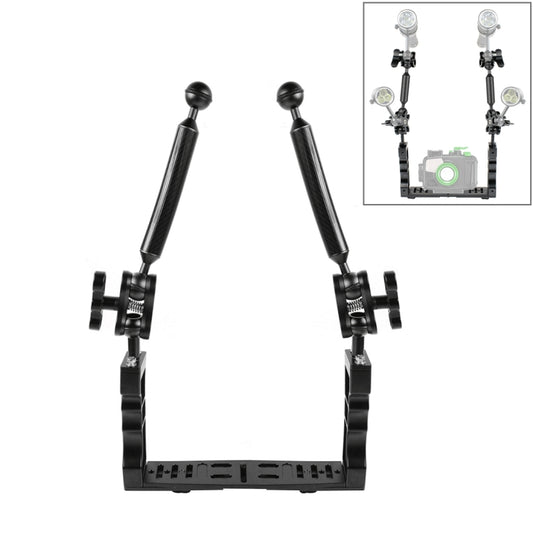PULUZ Dual Handle Aluminium Tray Stabilizer with 2 x Dual Ball Aluminum Alloy Clamp & 2 x 7 inch Floating Arm for Underwater Camera Housings(Black) - Camera Accessories by PULUZ | Online Shopping UK | buy2fix