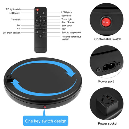 PULUZ 45cm Remote Control Adjusting Speed Rotating Turntable Display Stand with Power Socket, Black, Load 100kg(EU Plug) -  by PULUZ | Online Shopping UK | buy2fix