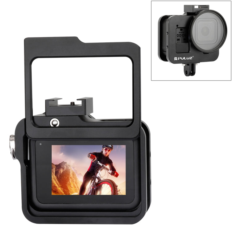 PULUZ Housing Shell CNC Aluminum Alloy Protective Cage with Insurance Frame & 52mm UV Lens for GoPro HERO8 Black(Black) - Metal Cases by PULUZ | Online Shopping UK | buy2fix