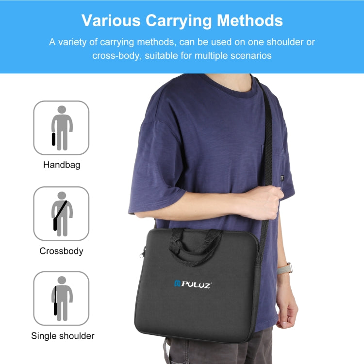 PULUZ 14 inch Ring LED Lights Portable Zipper Storage Bag Shoulder Handbags, Size: 43cm x 38cm x 3cm (Black) - Strap Satchel by PULUZ | Online Shopping UK | buy2fix