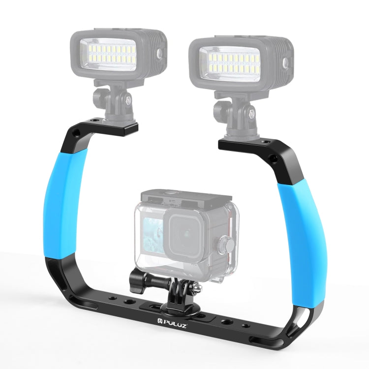 PULUZ Dual Silicone Handles Aluminium Alloy Underwater Diving Rig for GoPro, Other Action Cameras and  Smartphones (Blue) - Diving Accessories by PULUZ | Online Shopping UK | buy2fix