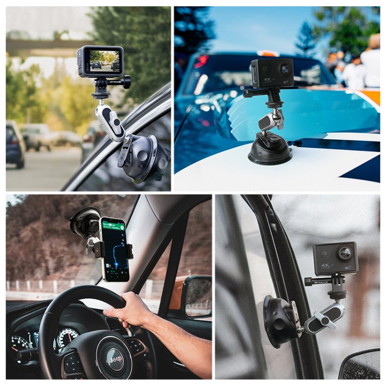 PULUZ Car Suction Cup Arm Mount with Phone Clamp & Mount Adapter & Long Screw - Helmet Mount by PULUZ | Online Shopping UK | buy2fix