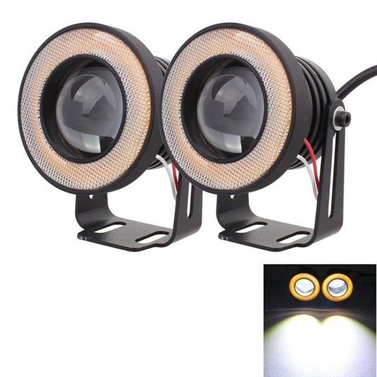 2 PCS 2.5 inch 10W 900LM White + Yellow Light 6500K Waterproof LED Eagle Eye Light for Vehicles, DC 12V, Cable Length: 20cm(Black) - In Car by buy2fix | Online Shopping UK | buy2fix