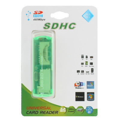 USB 2.0 Multi Card Reader, Support SD/MMC, MS, TF, M2 Card (Light Green) -  by buy2fix | Online Shopping UK | buy2fix