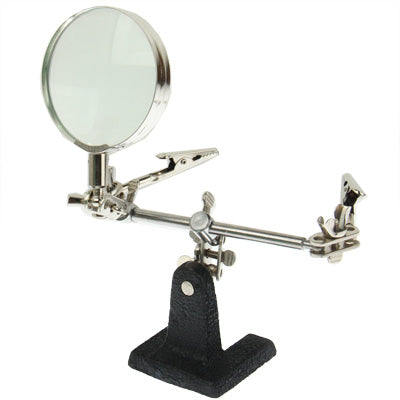Helping Hand Magnifier, Hand Soldering Iron Stand Helping 2x Optical Magnifying Solder Tool(Silver) - Home & Garden by buy2fix | Online Shopping UK | buy2fix