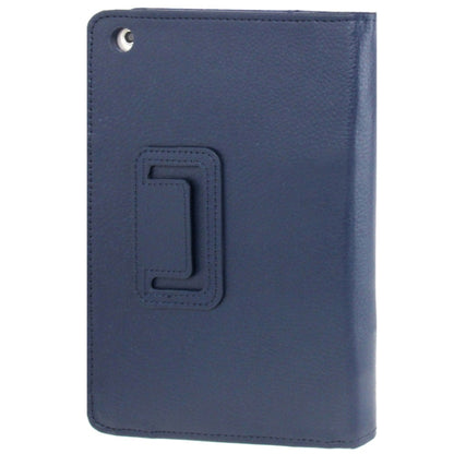 2-fold Litchi Texture Flip Leather Case with Holder Function for iPad mini 1 / 2 / 3(Navy Blue) - iPad Mini 3 & 2 & 1 Cases by buy2fix | Online Shopping UK | buy2fix