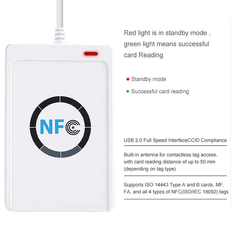 ACR122 NFC RFID USB Noncontact Smart Card Reader, Read Write Speed up to 212Kbps/242Kbps - Computer & Networking by buy2fix | Online Shopping UK | buy2fix
