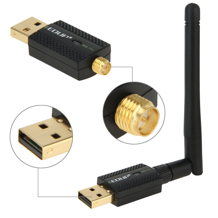 EDUP EP-N1581 Mini USB Wifi 802.11n/g/b 300Mbps 2.4GHz Wireless Adapter External Antenna -  by EDUP | Online Shopping UK | buy2fix