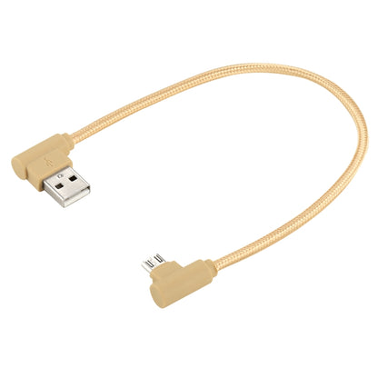 25cm USB to Micro USB Nylon Weave Style Double Elbow Charging Cable, For Samsung / Huawei / Xiaomi / Meizu / LG / HTC and Other Smartphones (Gold) - Micro USB Cable by buy2fix | Online Shopping UK | buy2fix