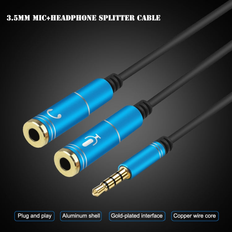 2 in 1 3.5mm Male to Double 3.5mm Female TPE High-elastic Audio Cable Splitter, Cable Length: 32cm(Black) - Cable & Splitter by buy2fix | Online Shopping UK | buy2fix