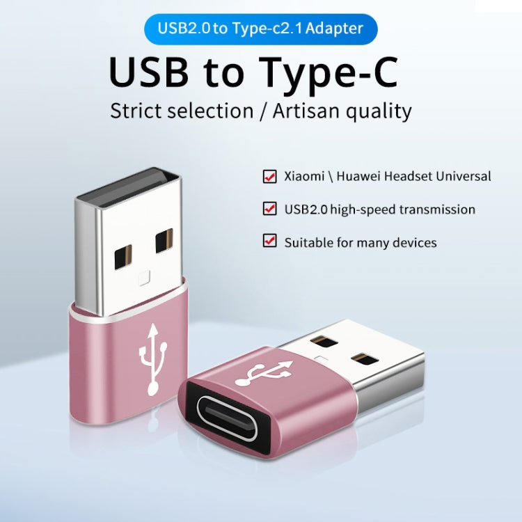 USB-C / Type-C Female to USB 2.0 Male Aluminum Alloy Adapter, Support Charging & Transmission(Pink) - Type-C Adapter by buy2fix | Online Shopping UK | buy2fix