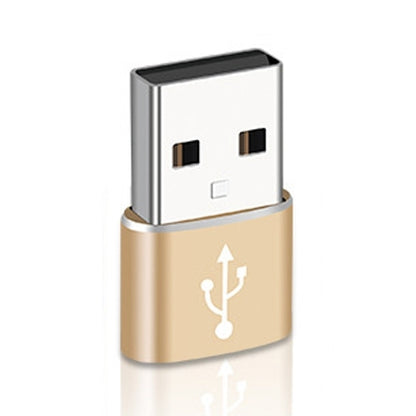 USB-C / Type-C Female to USB 2.0 Male Aluminum Alloy Adapter, Support Charging & Transmission(Gold) - Type-C Adapter by buy2fix | Online Shopping UK | buy2fix