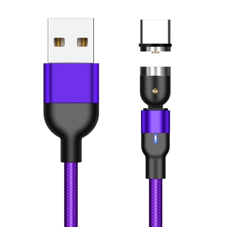 1m 2A Output USB to USB-C / Type-C Nylon Braided Rotate Magnetic Charging Cable(Purple) - Mobile Accessories by buy2fix | Online Shopping UK | buy2fix
