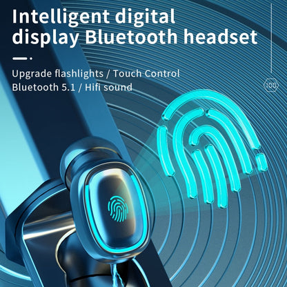 C1 Bluetooth 5.0 TWS Polygonal Touch Digital Display True Wireless Bluetooth Earphone with Charging Box(Blue) - TWS Earphone by buy2fix | Online Shopping UK | buy2fix