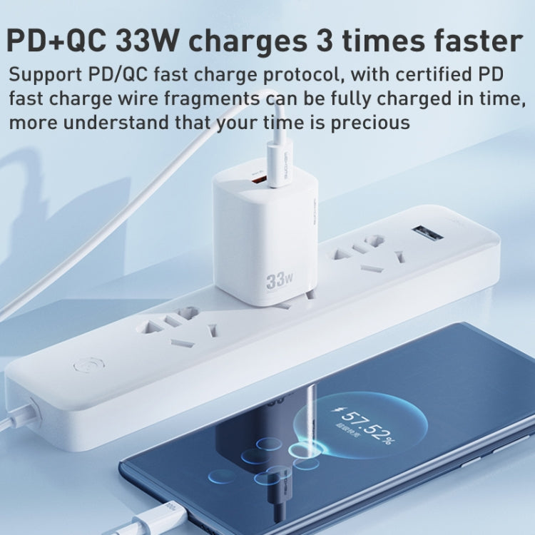 WK WP-U140 33W Power Series USB+USB-C/Type-C Fast Charger, Specifications: UK Plug(White) - Apple Accessories by WK | Online Shopping UK | buy2fix