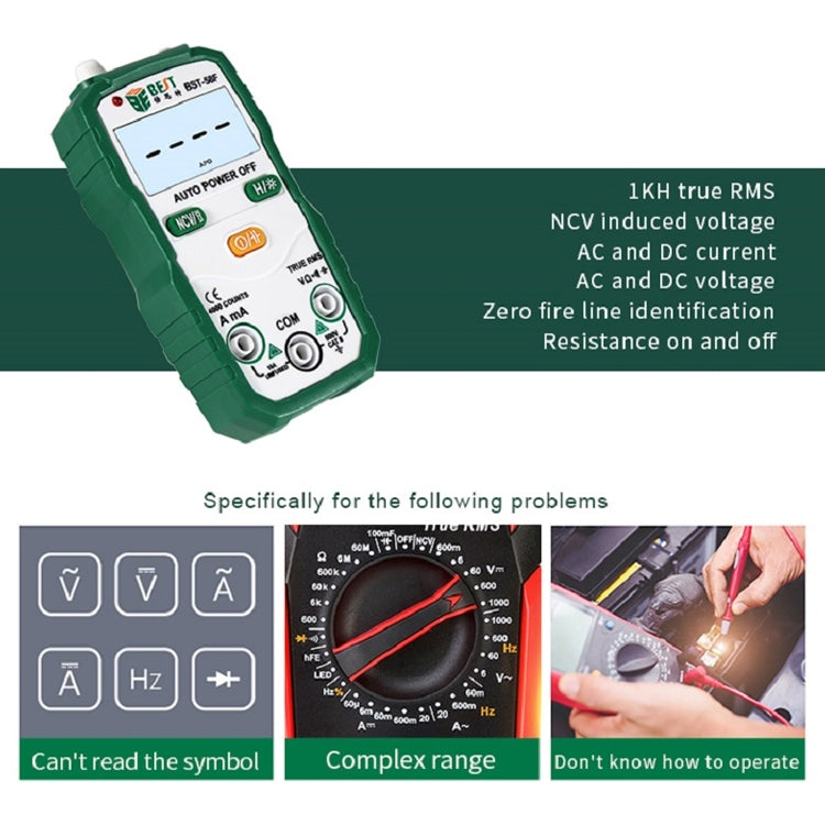 BEST BST-58F Full Automatic Range Multimeter Without Shift Intelligent Identification Digital Multimeter Household Mini Electrical Instrument - Digital Multimeter by BEST | Online Shopping UK | buy2fix