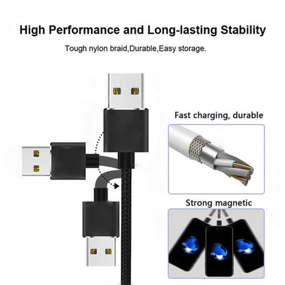 2 in 1 USB to Micro USB + USB-C / Type-C Magnetic Metal Connector Nylon Two-color Braided Magnetic Data Cable, Cable Length: 1m(Black) - Mobile Accessories by buy2fix | Online Shopping UK | buy2fix