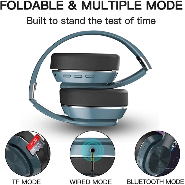 VJ320 Bluetooth 5.0 Head-mounted Foldable Wireless Headphones Support TF Card with Mic(Blue) - Headset & Headphone by buy2fix | Online Shopping UK | buy2fix